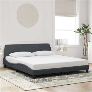 vidaXL Velvet Upholstery Cal King/Double Bed Frame in Dark Grey