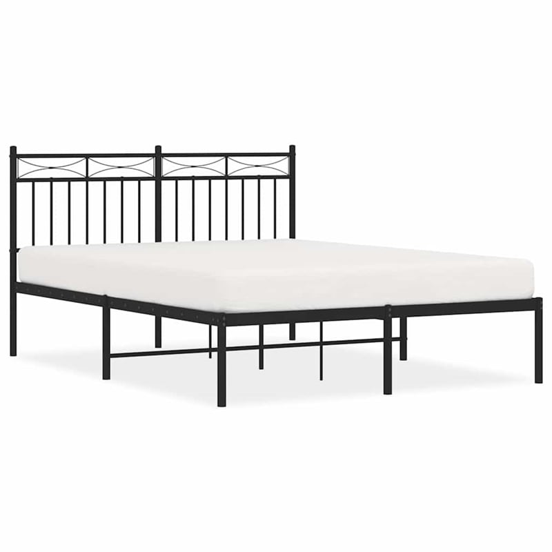 vidaXL Rectangular Traditional Steel Full Bed Frame in Black