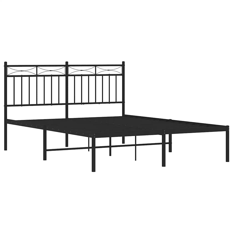 vidaXL Rectangular Traditional Steel Full Bed Frame in Black