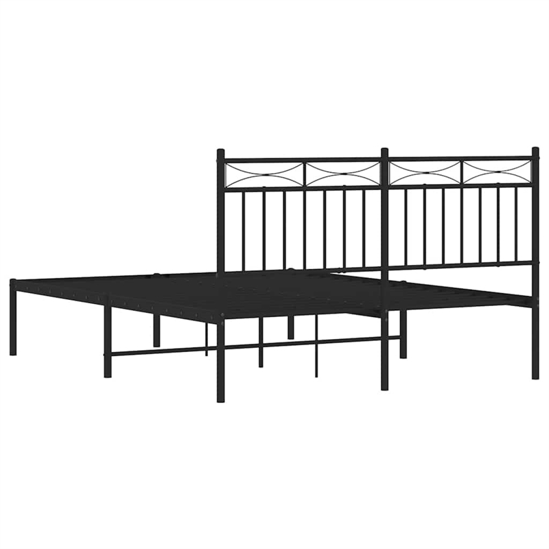 vidaXL Rectangular Traditional Steel Full Bed Frame in Black