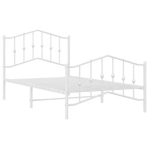 vidaXL Rectangular Powder-Coated Steel Twin Bed Frame in White