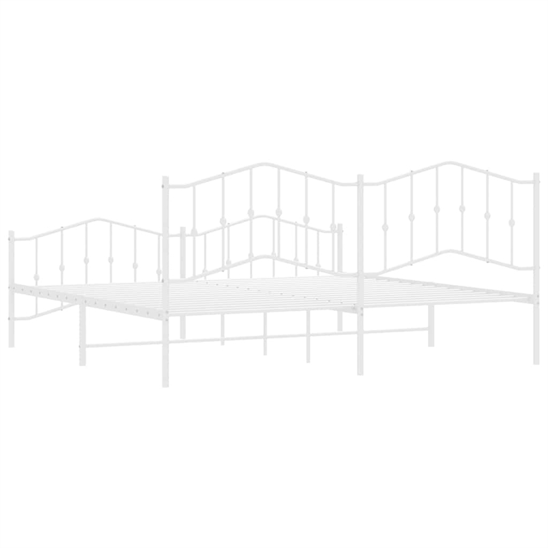 vidaXL Powder-Coated Steel King/Double Bed Frame in White