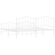 vidaXL Powder-Coated Steel King/Double Bed Frame in White
