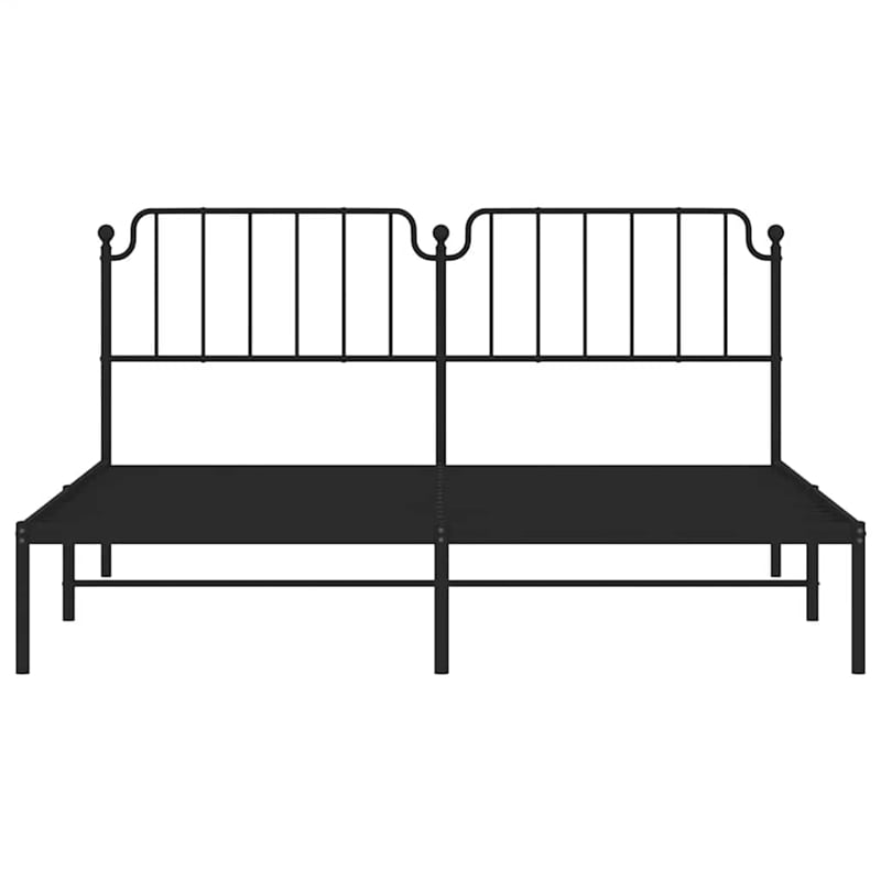 vidaXL Powder-Coated Steel Cal King/Double Bed Frame in Black