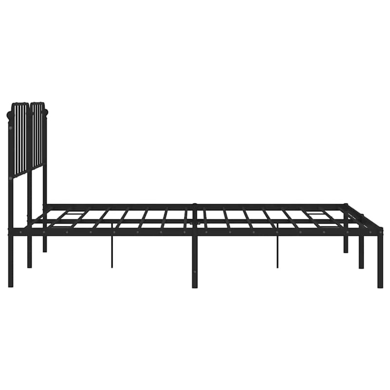 vidaXL Powder-Coated Steel Cal King/Double Bed Frame in Black