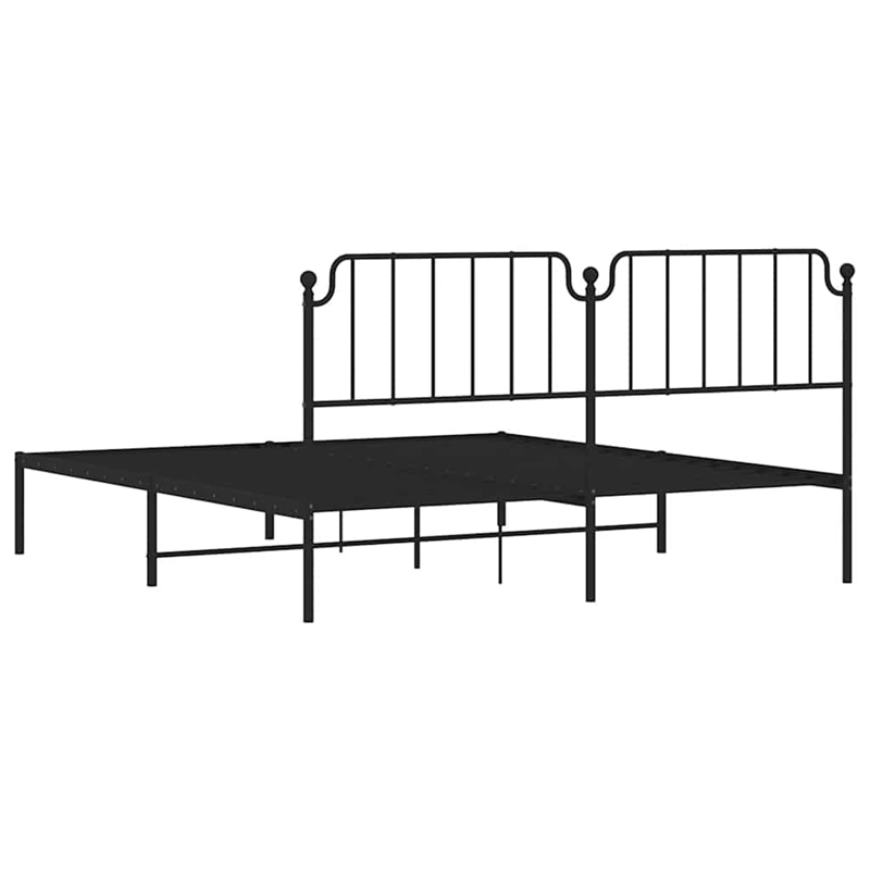 vidaXL Powder-Coated Steel Cal King/Double Bed Frame in Black