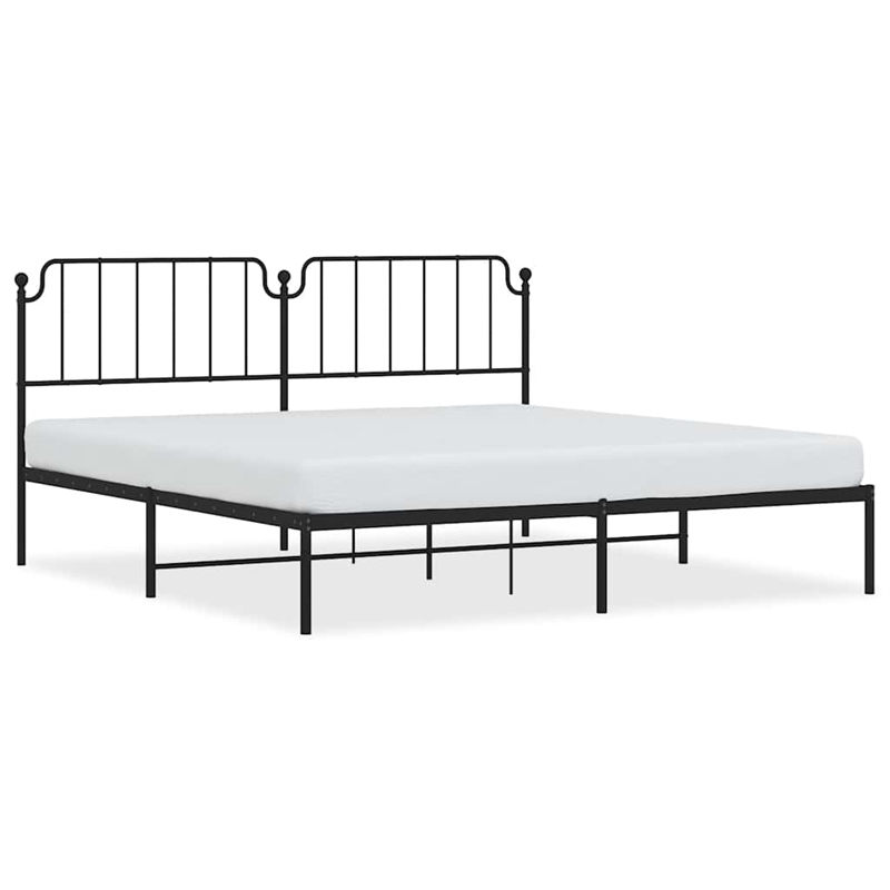 vidaXL Powder-Coated Steel King/Double Bed Frame in Black