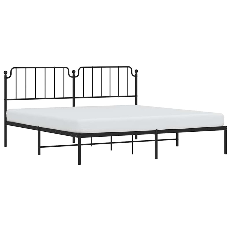 vidaXL Powder-Coated Steel King/Double Bed Frame in Black
