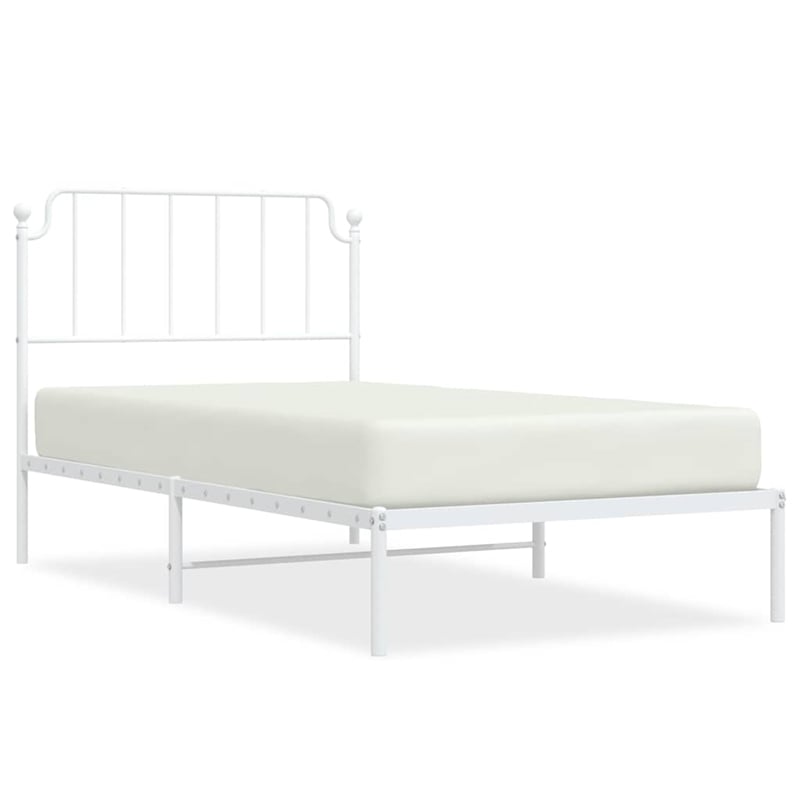 vidaXL Powder-Coated Steel Single Bed Frame in White