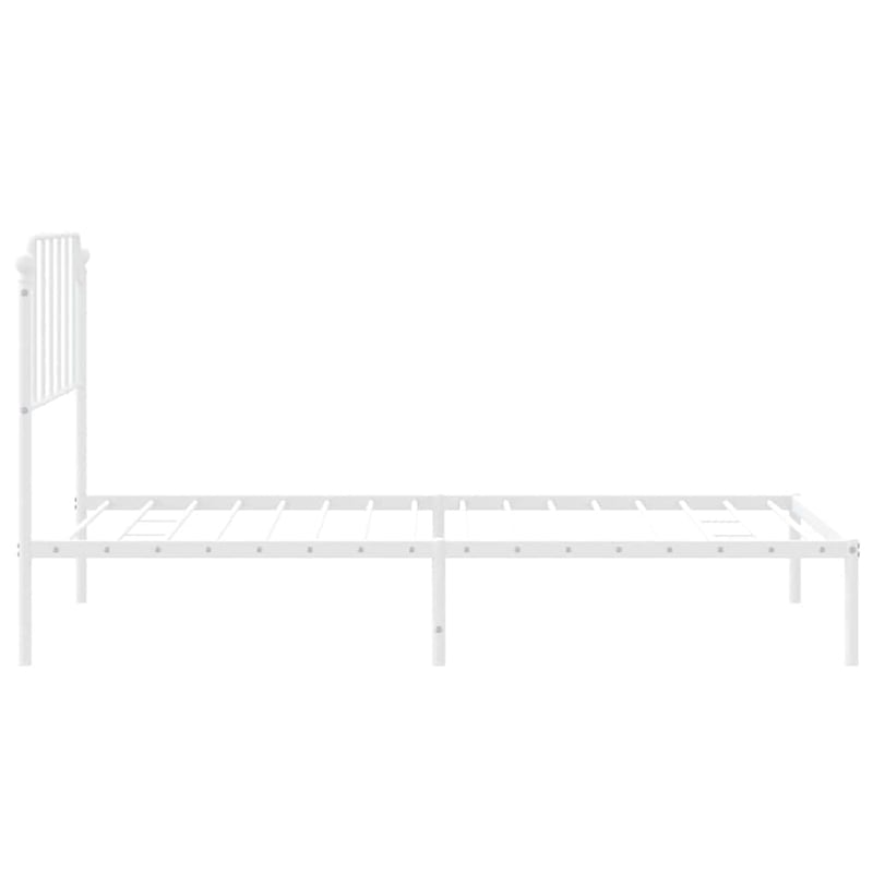 vidaXL Powder-Coated Steel Single Bed Frame in White