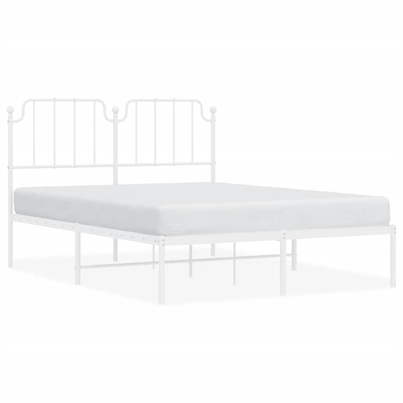 vidaXL Powder-Coated Steel Full/Double Bed Frame in White