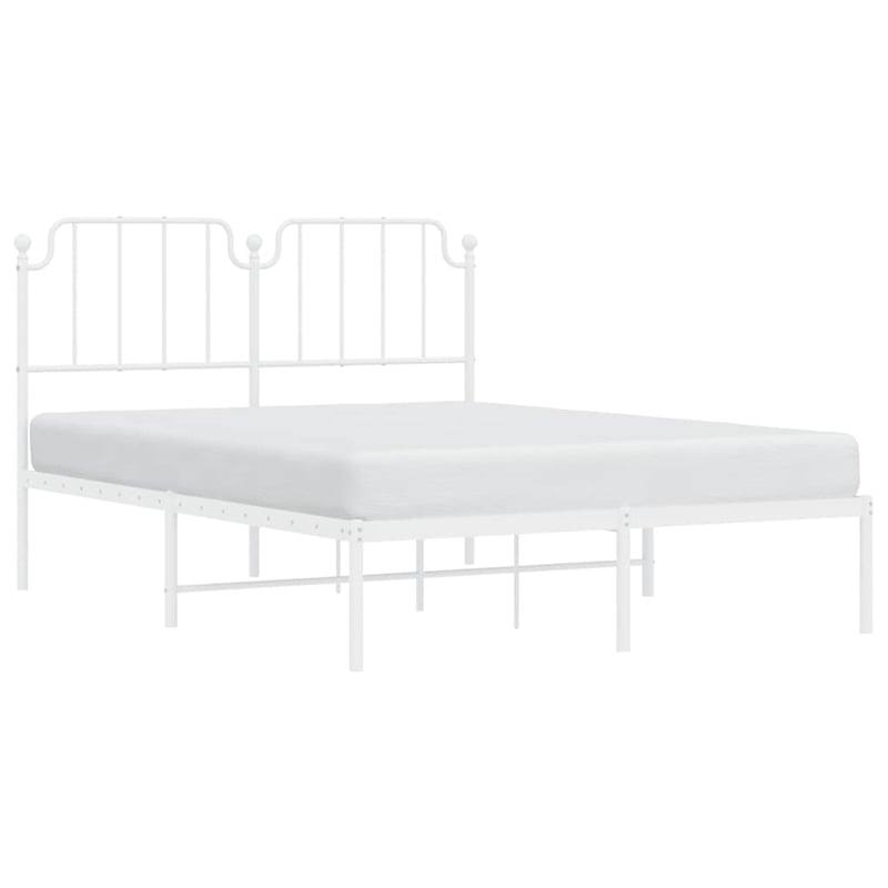 vidaXL Powder-Coated Steel Full/Double Bed Frame in White