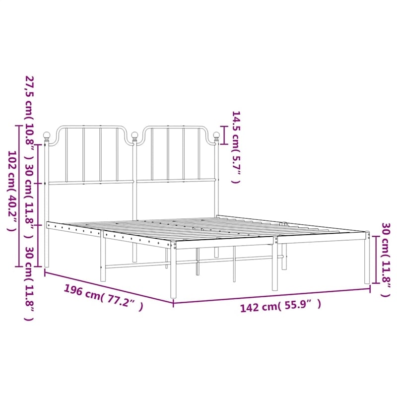 vidaXL Powder-Coated Steel Full/Double Bed Frame in White
