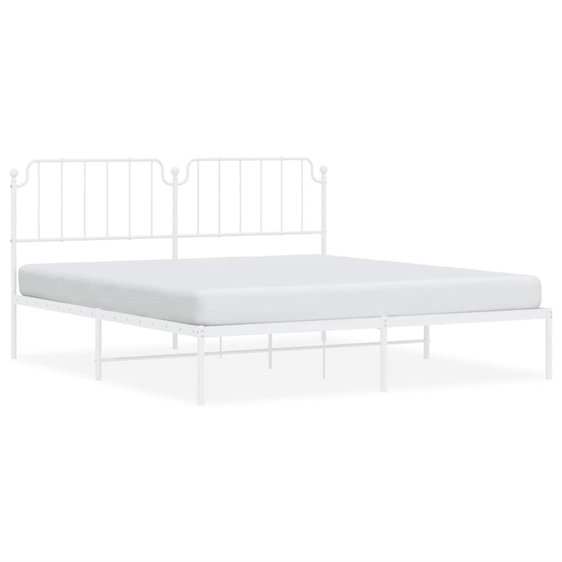 vidaXL Powder-Coated Steel Cal King/Double Bed Frame in White