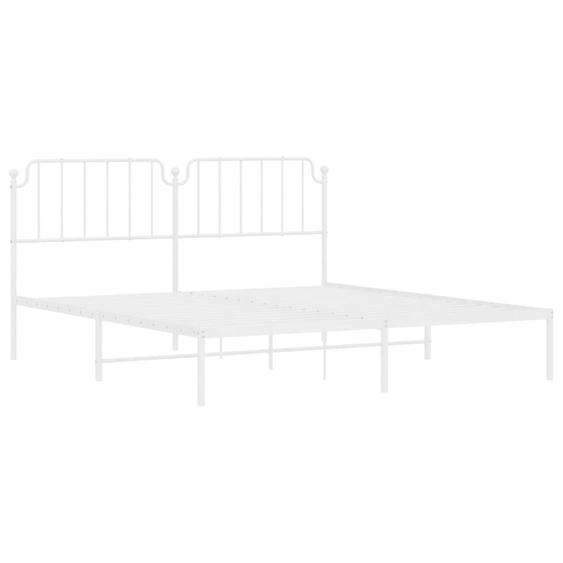 vidaXL Powder-Coated Steel Cal King/Double Bed Frame in White