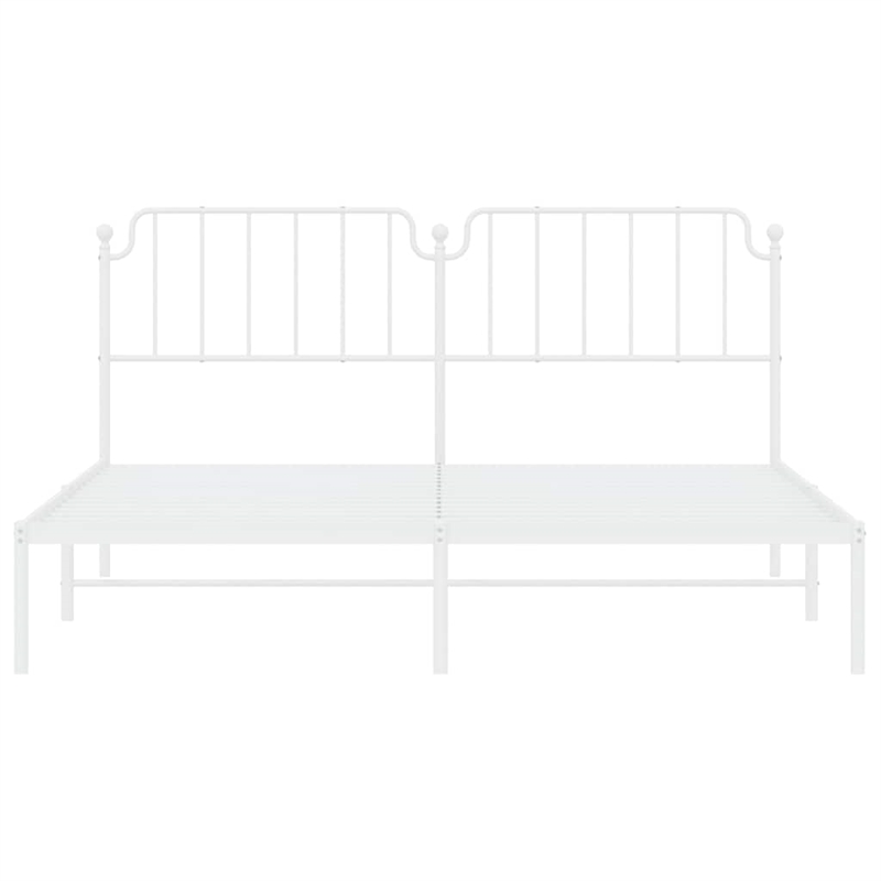 vidaXL Powder-Coated Steel Cal King/Double Bed Frame in White