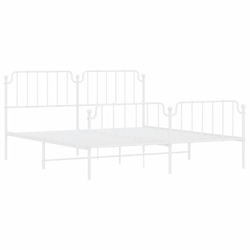 vidaXL Rectangular Powder-Coated Steel Full Bed Frame in White