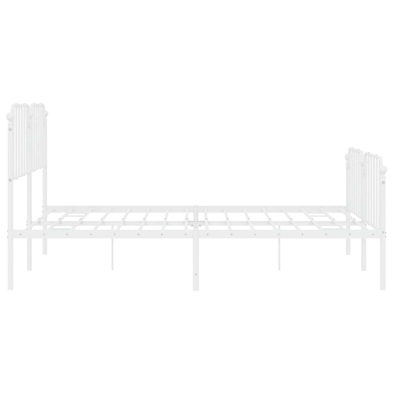 vidaXL Rectangular Powder-Coated Steel Full Bed Frame in White