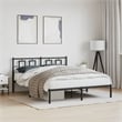 vidaXL Rectangular Powder-Coated Steel King Bed Frame in Black
