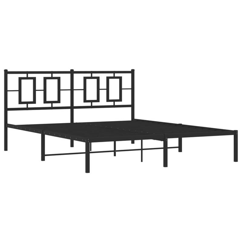 vidaXL Rectangular Powder-Coated Steel King Bed Frame in Black