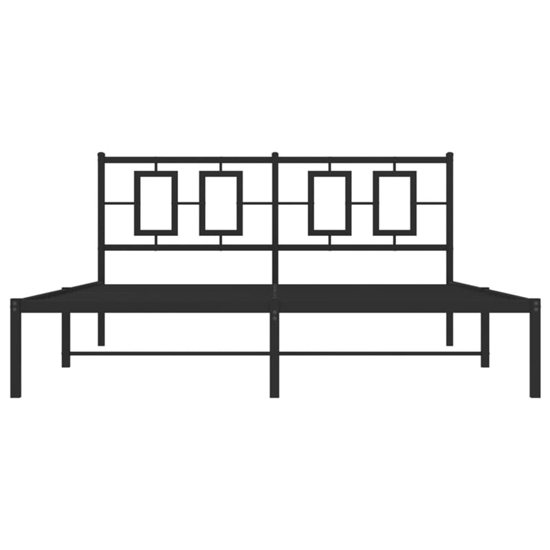 vidaXL Rectangular Powder-Coated Steel King Bed Frame in Black