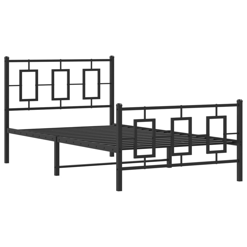 vidaXL Powder-Coated Steel Twin Bed Frame in Black