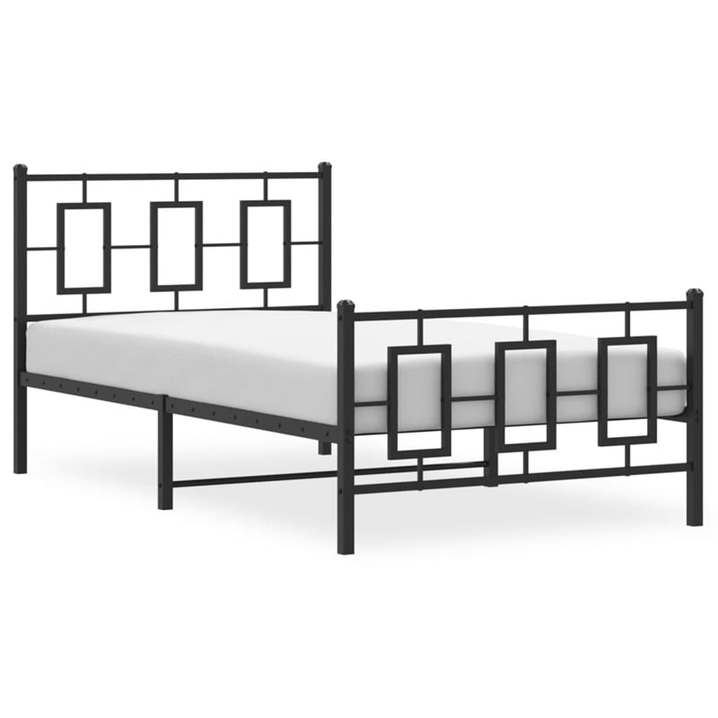 vidaXL Powder-Coated Steel Twin Bed Frame in Black