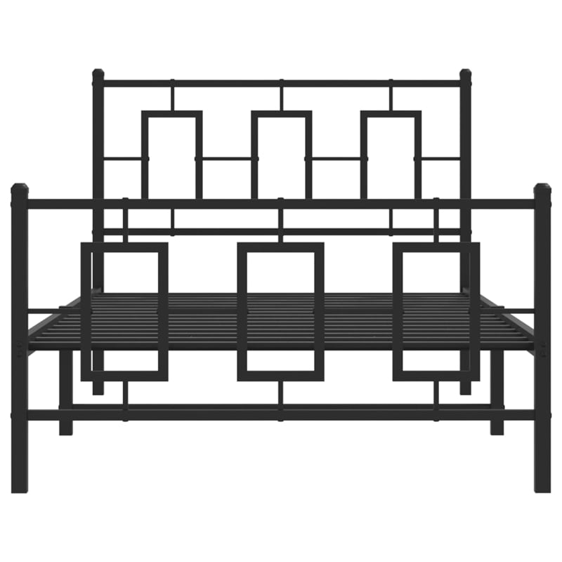 vidaXL Powder-Coated Steel Twin Bed Frame in Black