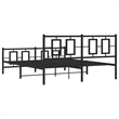 vidaXL Rectangular Powder-Coated Steel King Bed Frame in Black