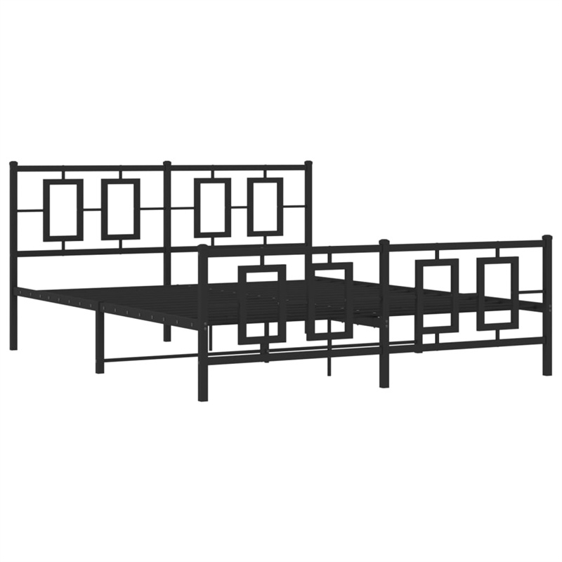 vidaXL Rectangular Powder-Coated Steel King Bed Frame in Black