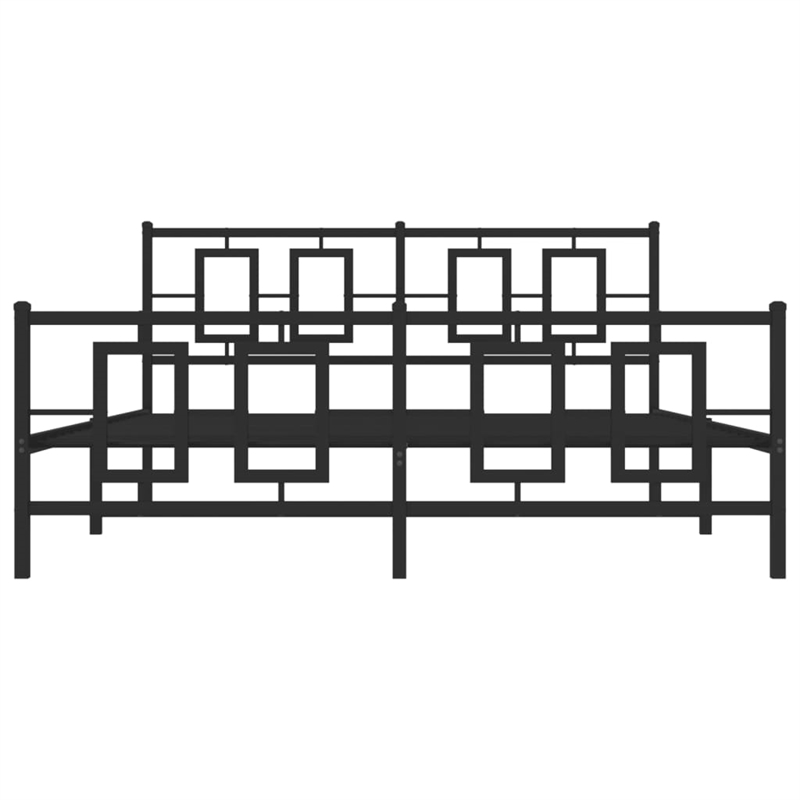 vidaXL Rectangular Powder-Coated Steel King Bed Frame in Black