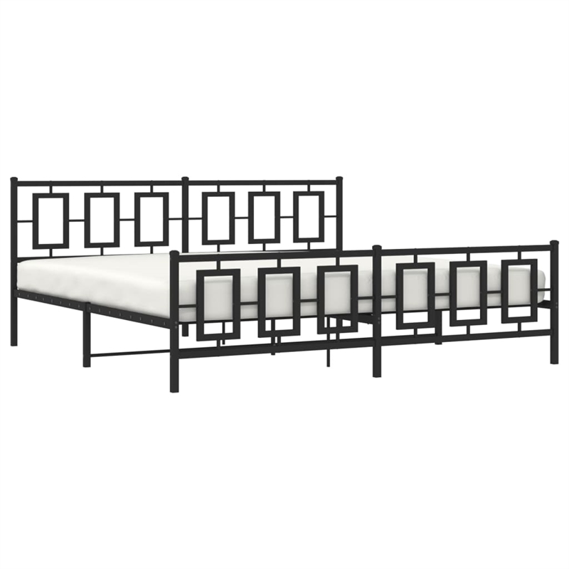 vidaXL 76x80 Powder-Coated Steel Bed Frame in Black