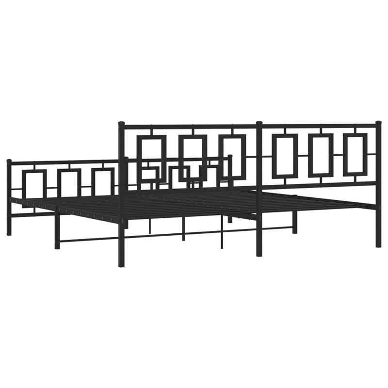 vidaXL 76x80 Powder-Coated Steel Bed Frame in Black