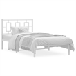 vidaXL Rectangular Powder-Coated Steel Twin Bed Frame in White