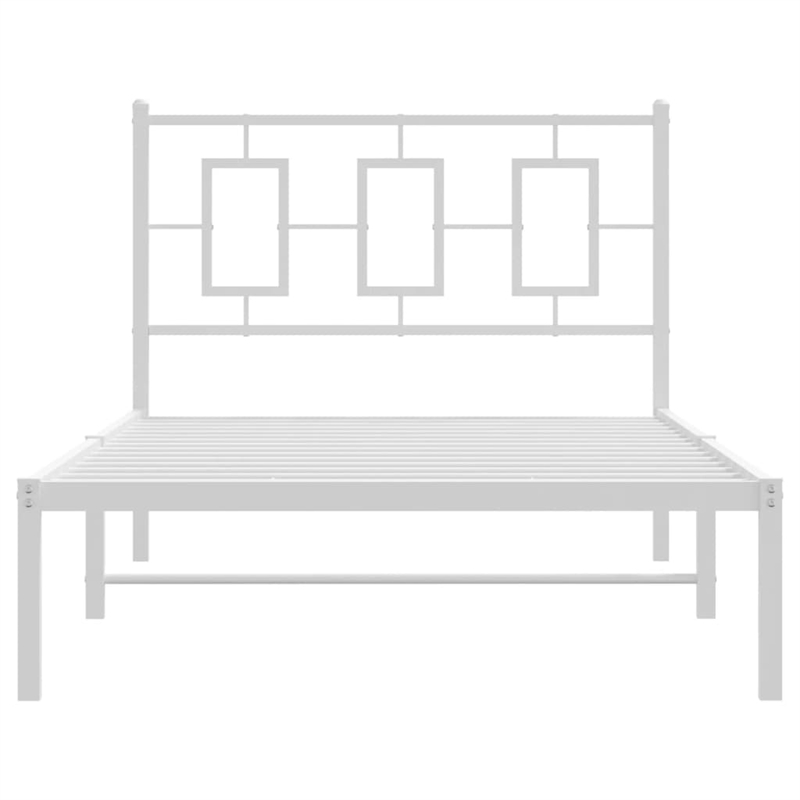 vidaXL Rectangular Powder-Coated Steel Twin Bed Frame in White