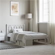 vidaXL Rectangular Powder-Coated Steel Twin Bed Frame in White