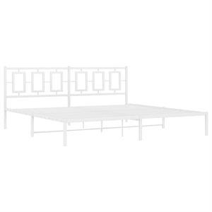 vidaXL Rectangular Powder-Coated Steel Full Bed Frame in White
