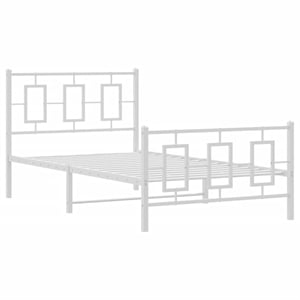 vidaXL Powder-Coated Steel Single Bed Frame in White