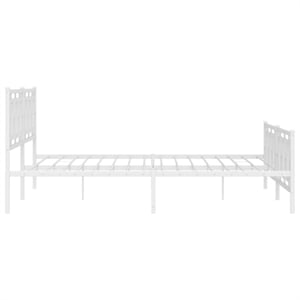 vidaXL Rectangular Powder-Coated Steel Full Bed Frame in White