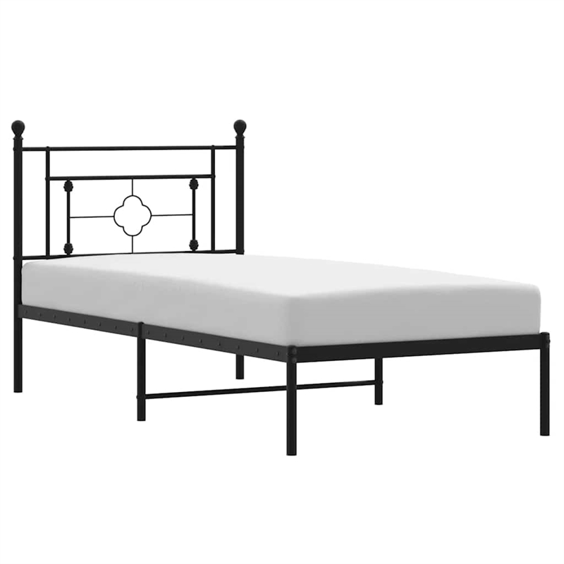 vidaXL Powder-Coated Steel Twin Bed Frame in Black