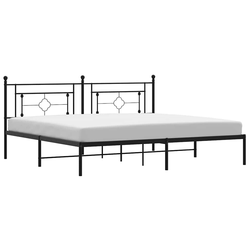 vidaXL Powder-Coated Steel King/Double Bed Frame in Black