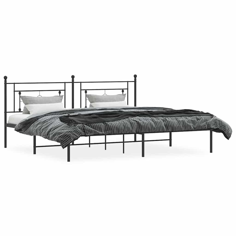 vidaXL Powder-Coated Steel King/Double Bed Frame in Black
