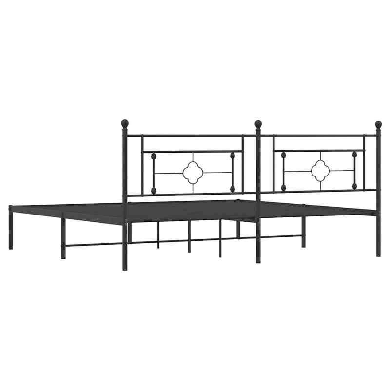 vidaXL Powder-Coated Steel King/Double Bed Frame in Black