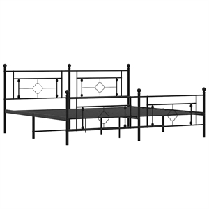 vidaXL Rectangular Powder-Coated Steel Full Bed Frame in Black