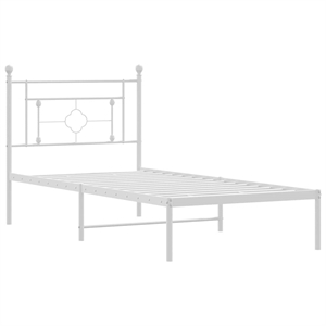 vidaXL Powder-Coated Steel Single Bed Frame in White
