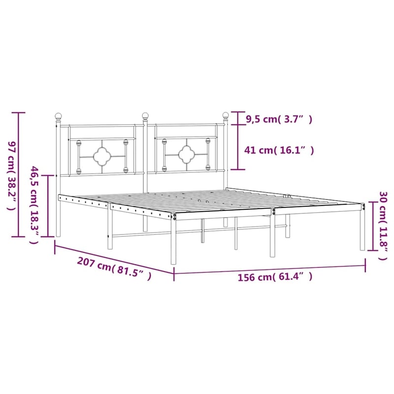 vidaXL Powder-Coated Steel King Size Bed Frame in White
