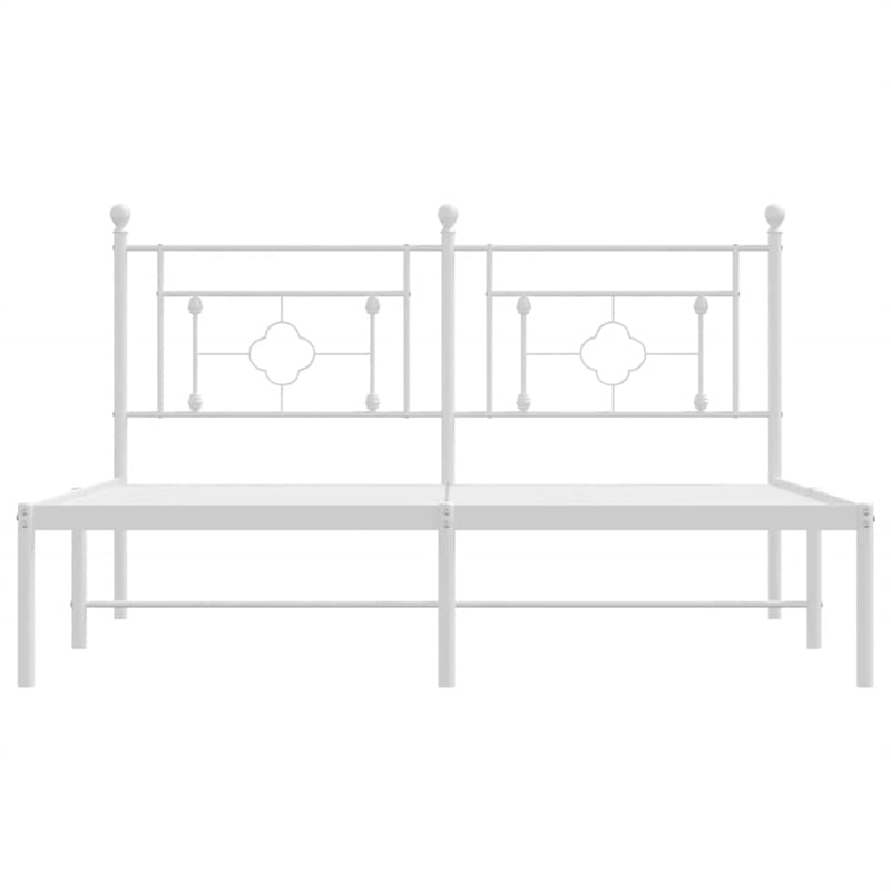 vidaXL Powder-Coated Steel King Size Bed Frame in White