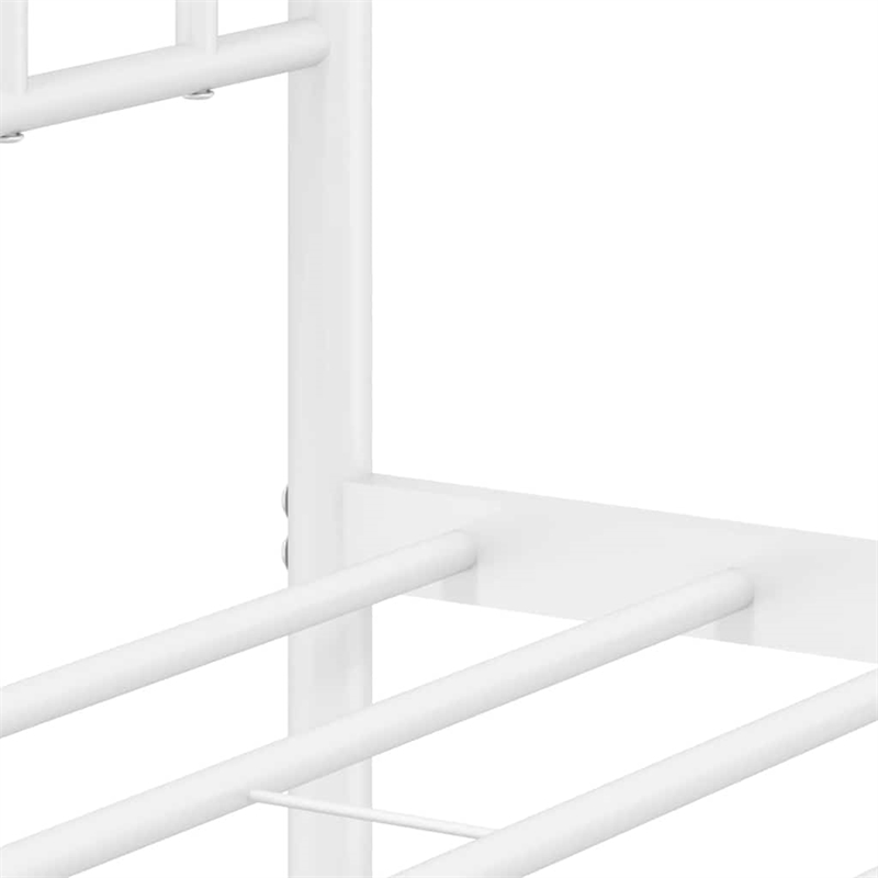 vidaXL Powder-Coated Steel King/Double Bed Frame in White