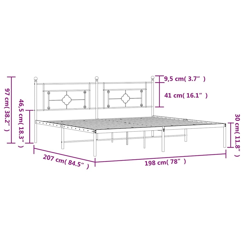 vidaXL Powder-Coated Steel King/Double Bed Frame in White
