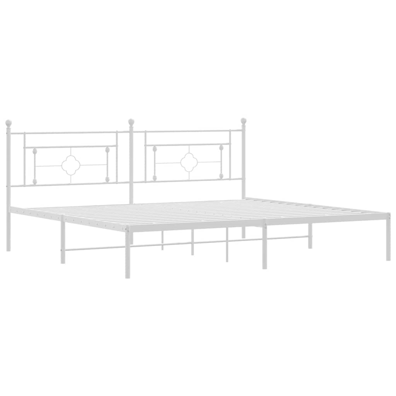 vidaXL Powder-Coated Steel King/Double Bed Frame in White